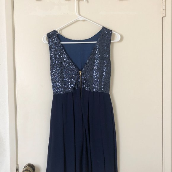 LF Navy Sequin and Chiffon Dress - Picture 3 of 5